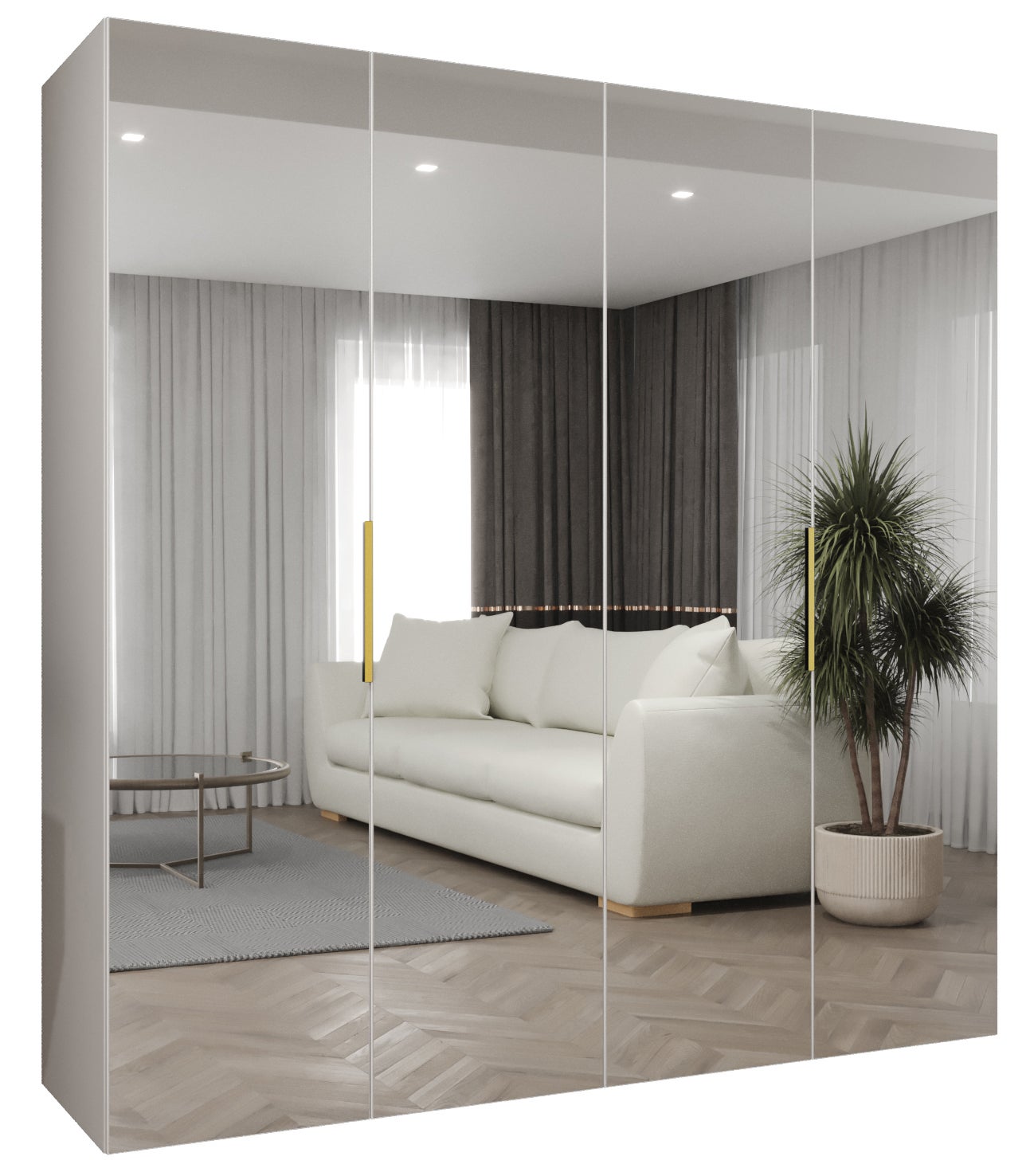 Szafa uchylna otwierana Marbella 3 200 x 52 x 202 cm biały + u. złoty Abiks Meble