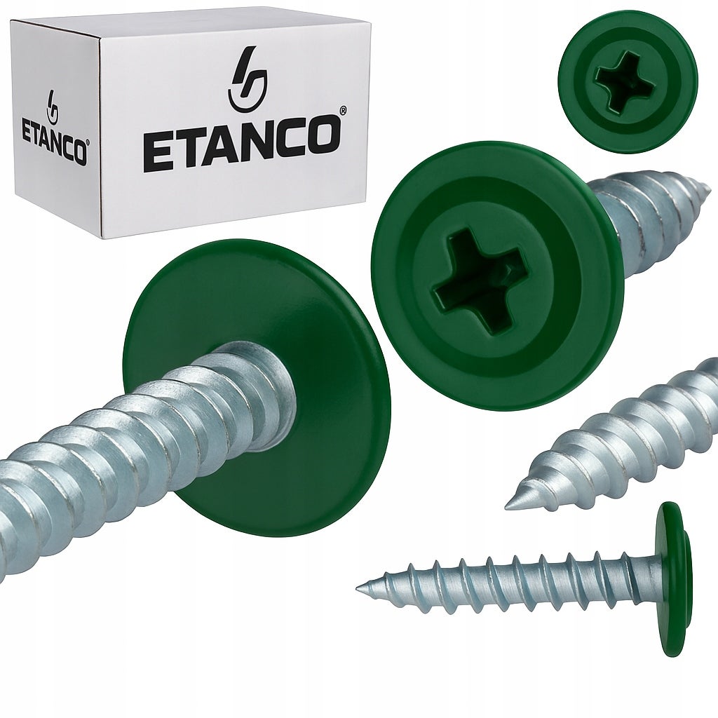Wkręty podkładkowe Etanco do drewna 4,2x38mm, RAL 6005 GM-S 250szt.