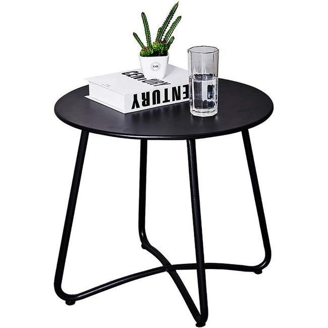 Table Basse Jardin Noire 45x45 Cm Acier Plateau Stable Petite Table De table-basse-jardin-noire-45x45-cm-acier-plateau-stable-petite-table-de