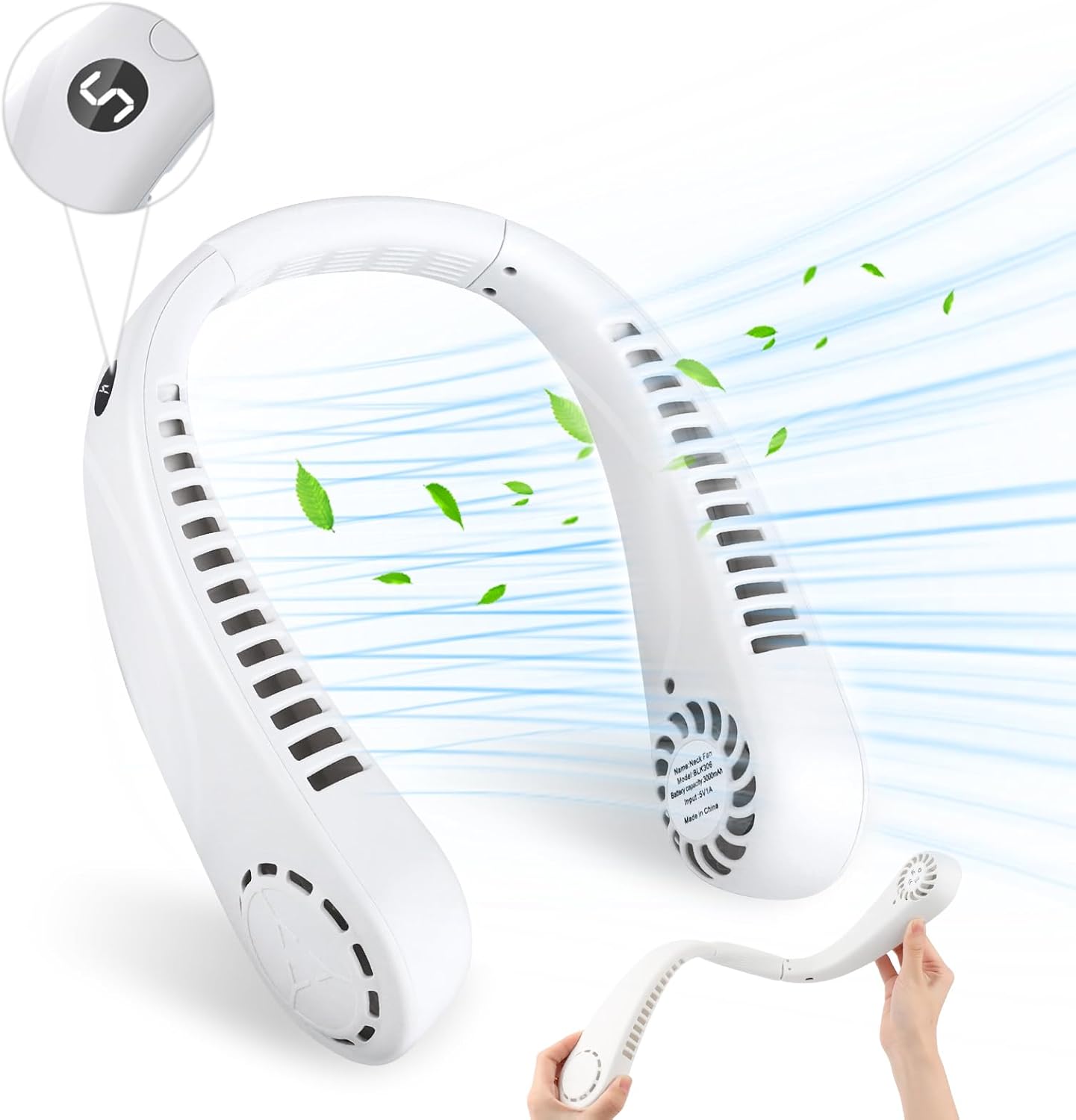 CCYKXA Ventilateur Cou Portable,Ventilateur Sans Feuilles Réglable à 360 Avec Batterie 4000mAh Ventilateur Portable Pour Bureau Domicile Voyage En Plein Air 87663570