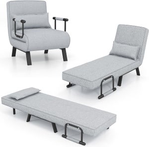 Poltrona Pieghevole 4 In 1, Con Funzione Letto, Cuscino Imbottito, Sedia Rilassante Con Schienale Regolabile A 6 Posizioni, Salvaspazio Per Piccole | Leroy Merlin - 3