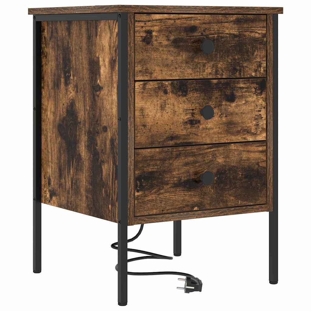 Mesita de noche de roble ahumado, para dormitorio, 42 × 41 × 61 cm - 2