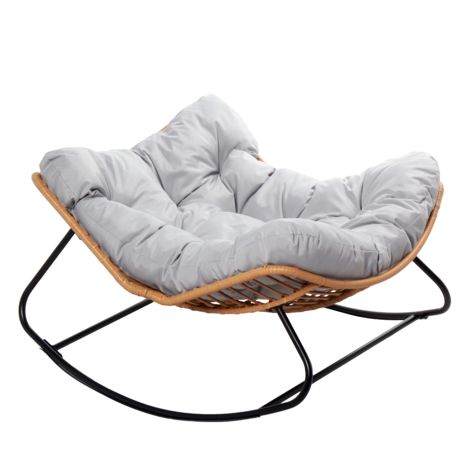 Fauteuil à bascule en résine tressée coussin gris CANGGU - 2