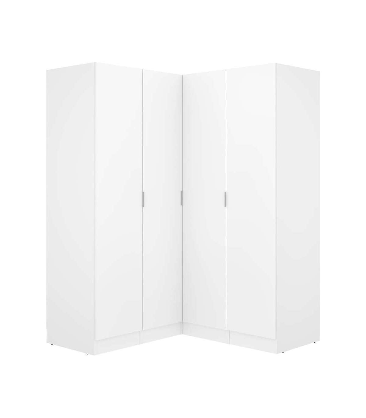 Armario ropero de rincón 4 puertas abatibles Marta acabado blanco,184cm ...