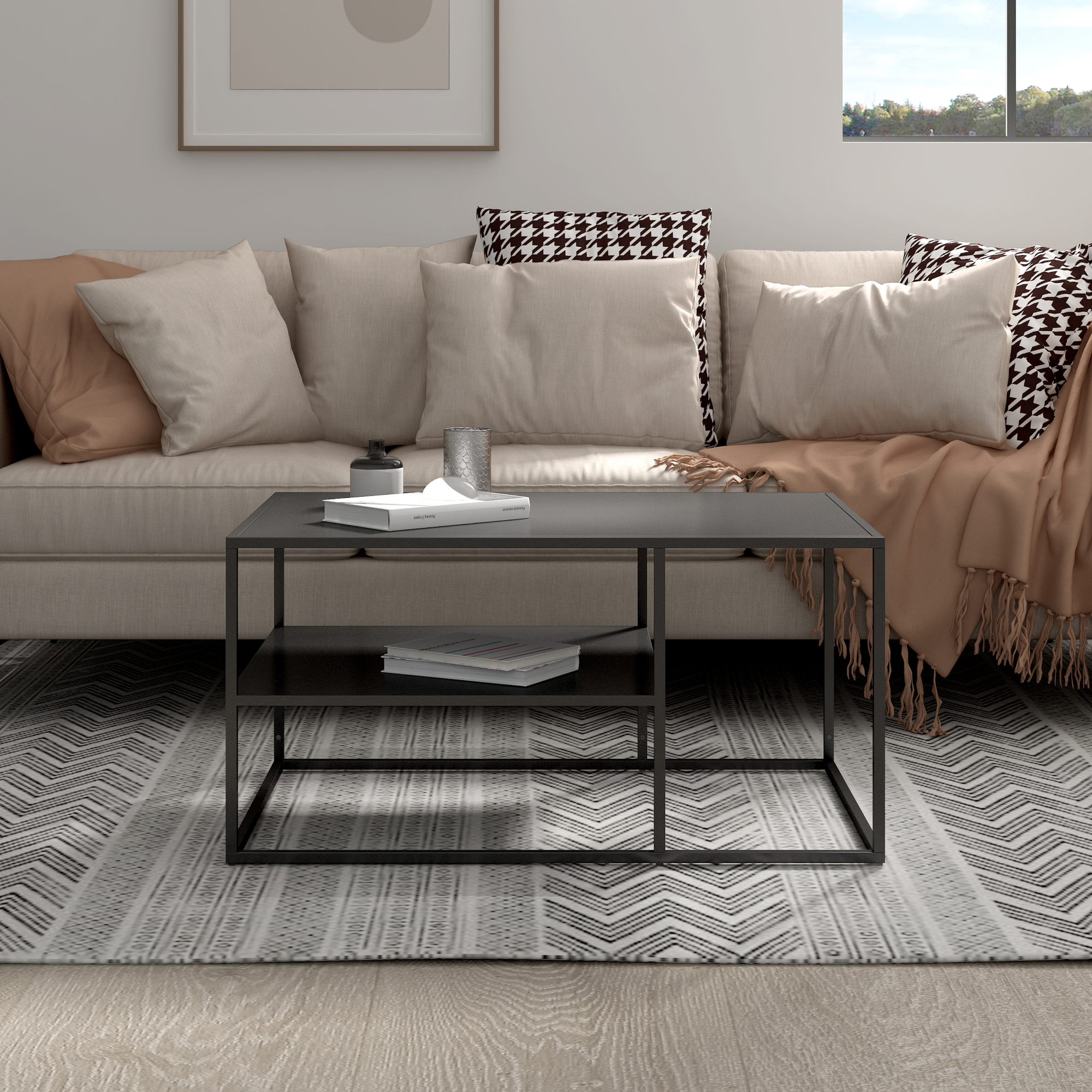 Table basse Solund du Salon Rectangulaire 45 x 90 x 60 cm Noir [en.casa] - 2