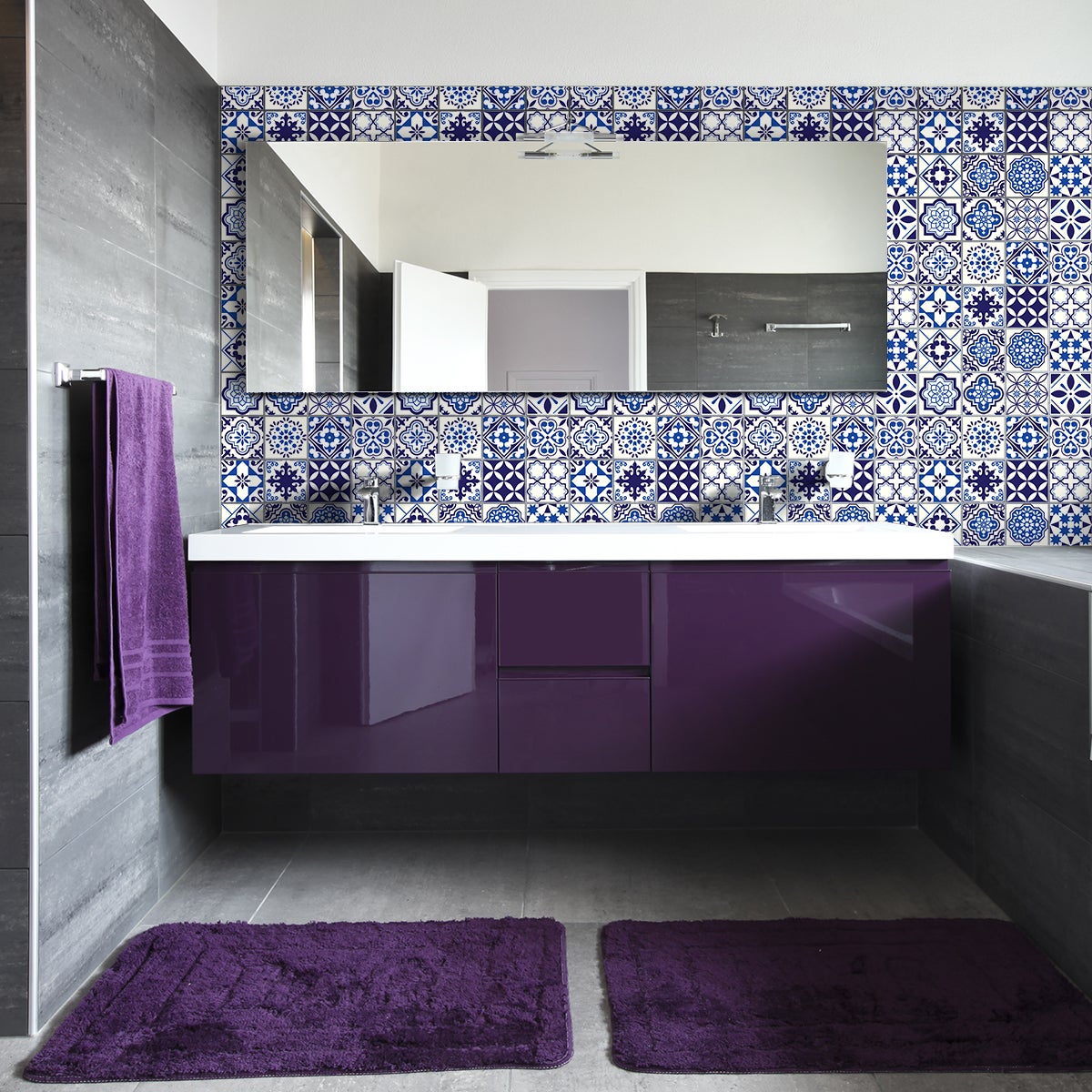 9 adesivi piastrelle di cemento azulejos Fiorenzo - Sticker adesivo - adesivi murali - 9stickers15x15cm - 5