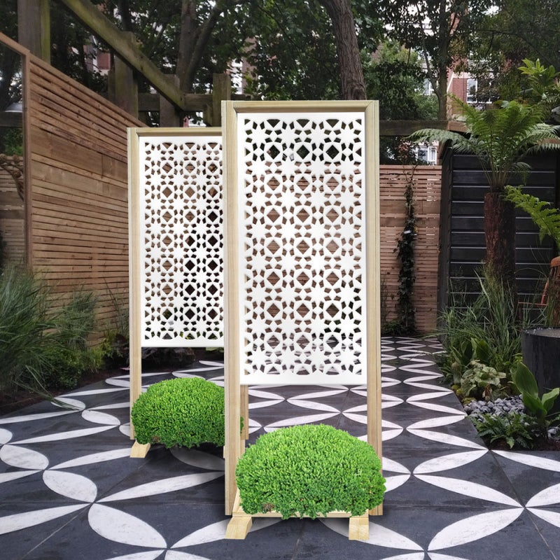 PSYCHEDELIC - Ścianka działowa - wolnostojący modułowy parawan - 70x190 cm - Wykonana z drewna i PVC, kolor wnętrza biały