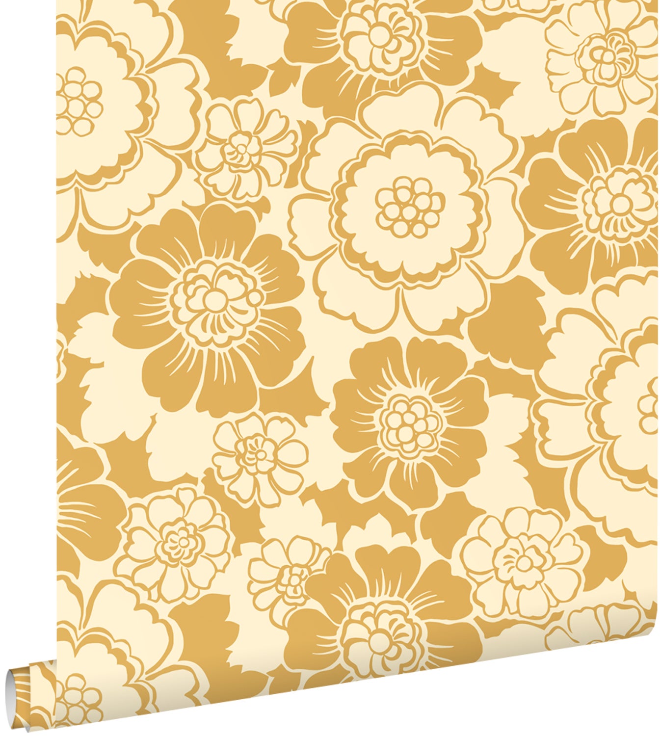 Tapeta retro kwiaty żółtym - 50 x 900 cm - ESTAHOME