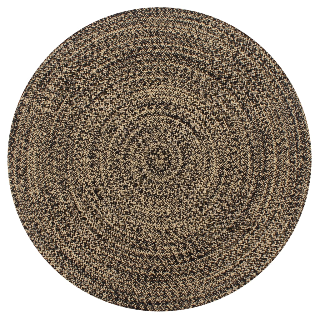 Tapis fait à la main Jute Noir et naturel 150 cm - 2