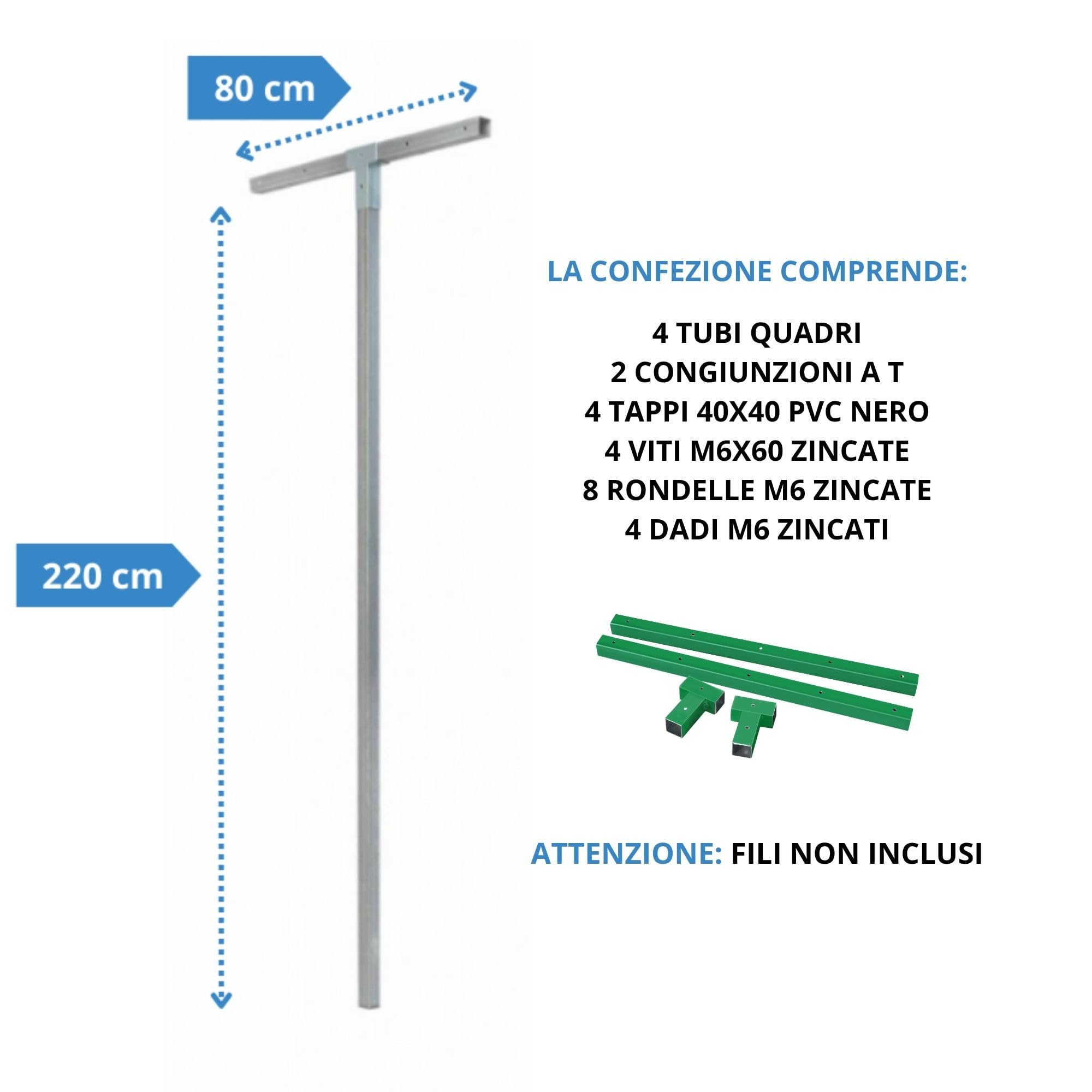 Étendoir à linge d'extérieur amovible Andrys, vert, H 220 cm (corde à linge non incluse) - 4