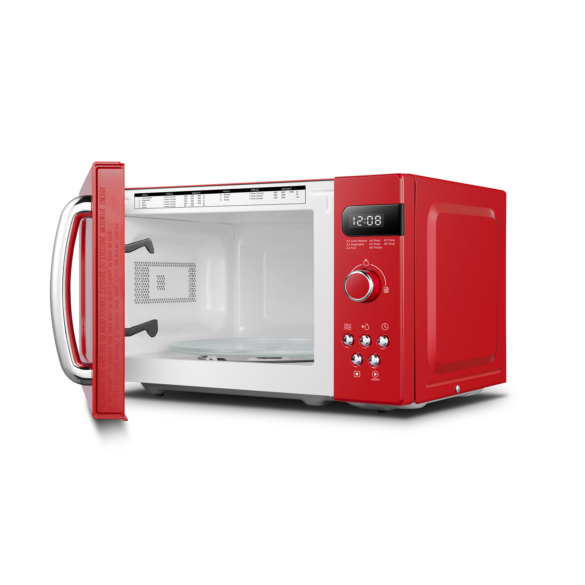 Micro-ondes rétro de 20L - COMFEE CMSRO 20 di rd - 800W - Rouge - 4