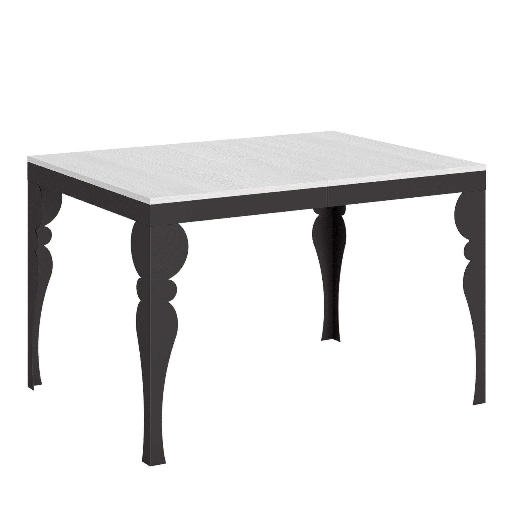 Stół rozkładany Paxon Evolution 90x120/380 cm, biały, jesion, rama antracytowa