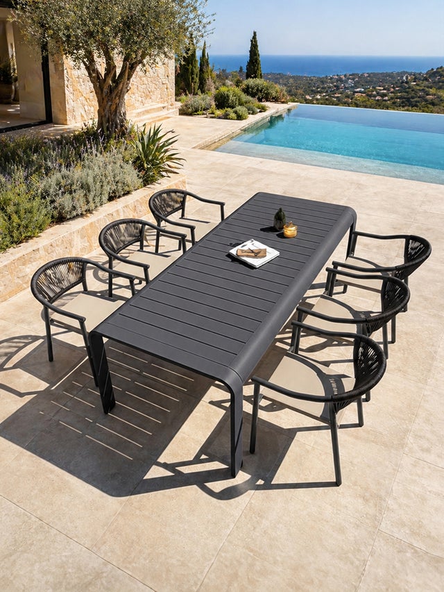 Ensemble repas de jardin en aluminium 6 places HANOI - DCB GARDEN