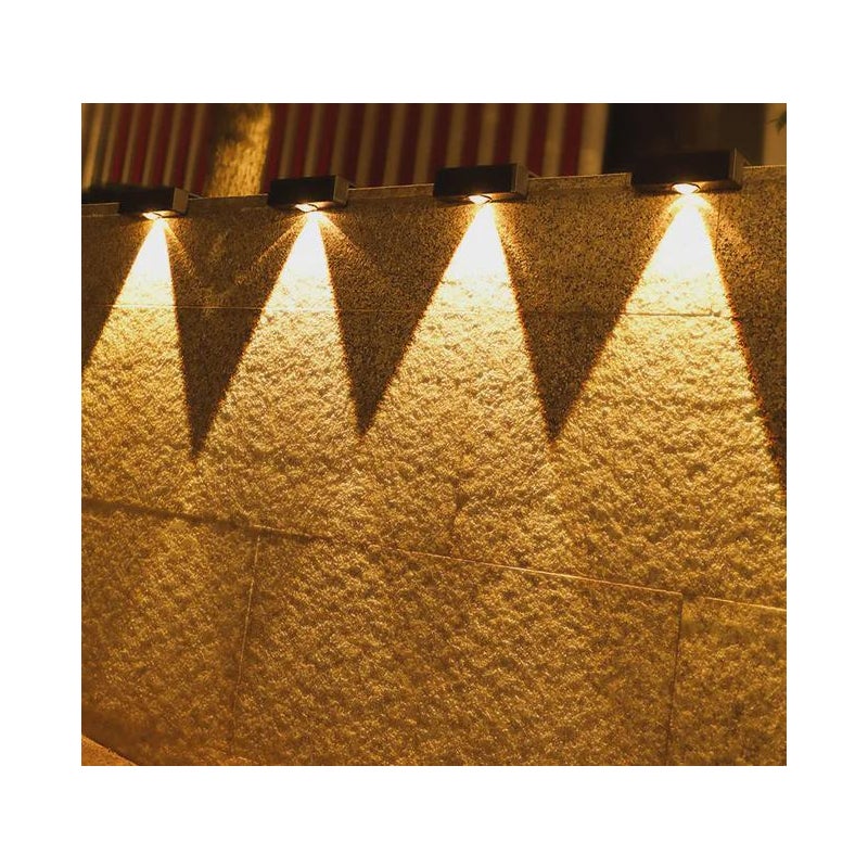 Solarna lampa ścienna LED do ogrodu, zewnętrzna lampa ścienna, 4 sztuki (ciepłe światło)