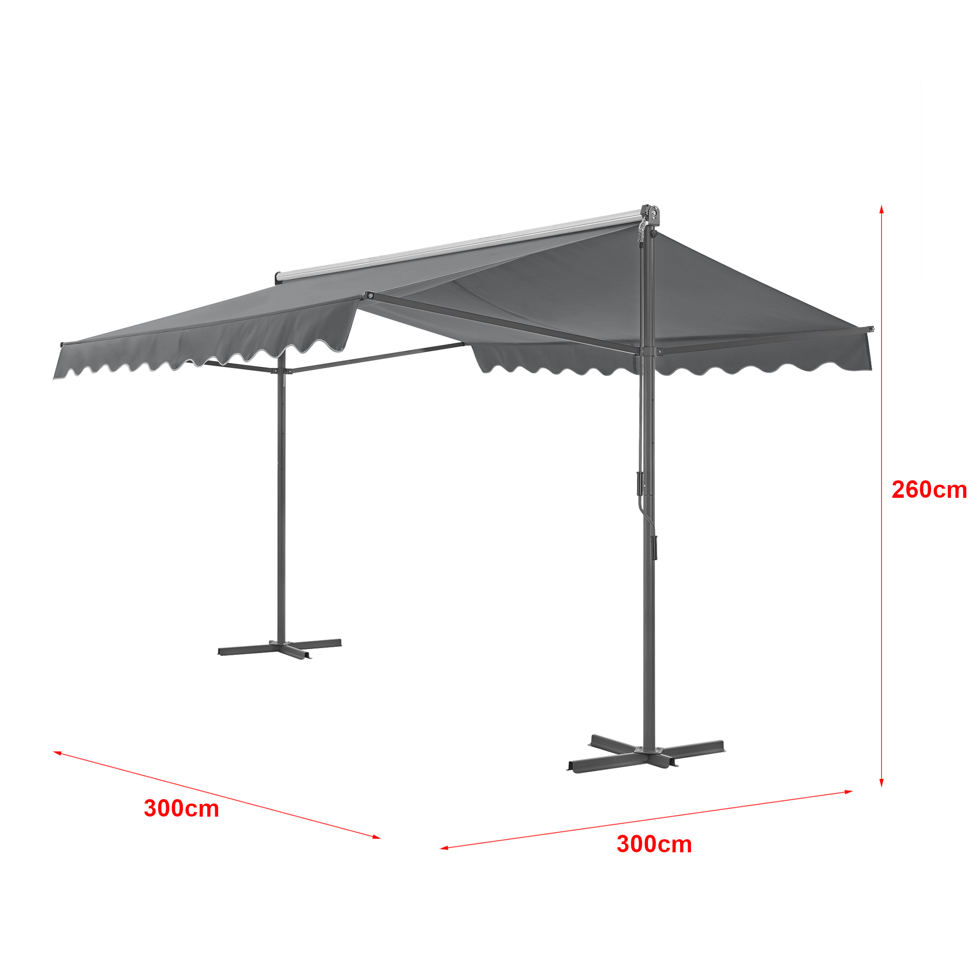 Store banne autoportant Selenizza à double pente 300 x 300 x 260 cm gris foncé [pro.tec] - 3