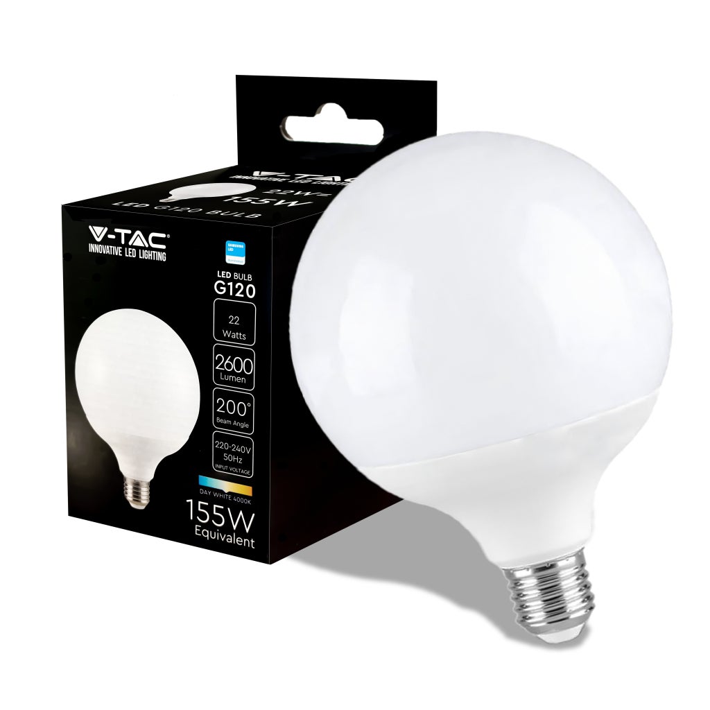 Żarówka LED E27 22W kulka mleczna Neutralna biel 4000K 2600lm V-TAC