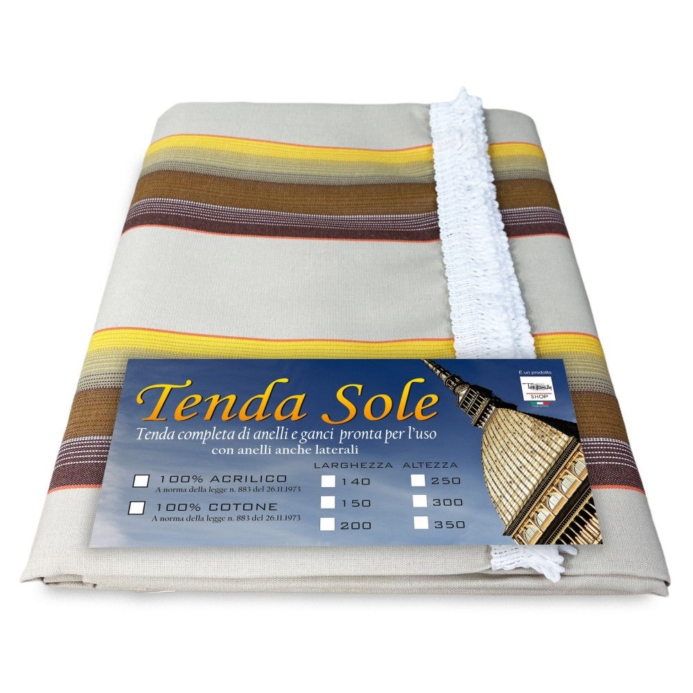 Corredocasa Tenda da Sole per Balcone e Finestre per Esterno a Righe Larghe con Anelli e Frangie in Tessuto Resistente che Protegge dai Raggi Solari, Oscurante per Veranda Casa (Verde, 140x300 CM