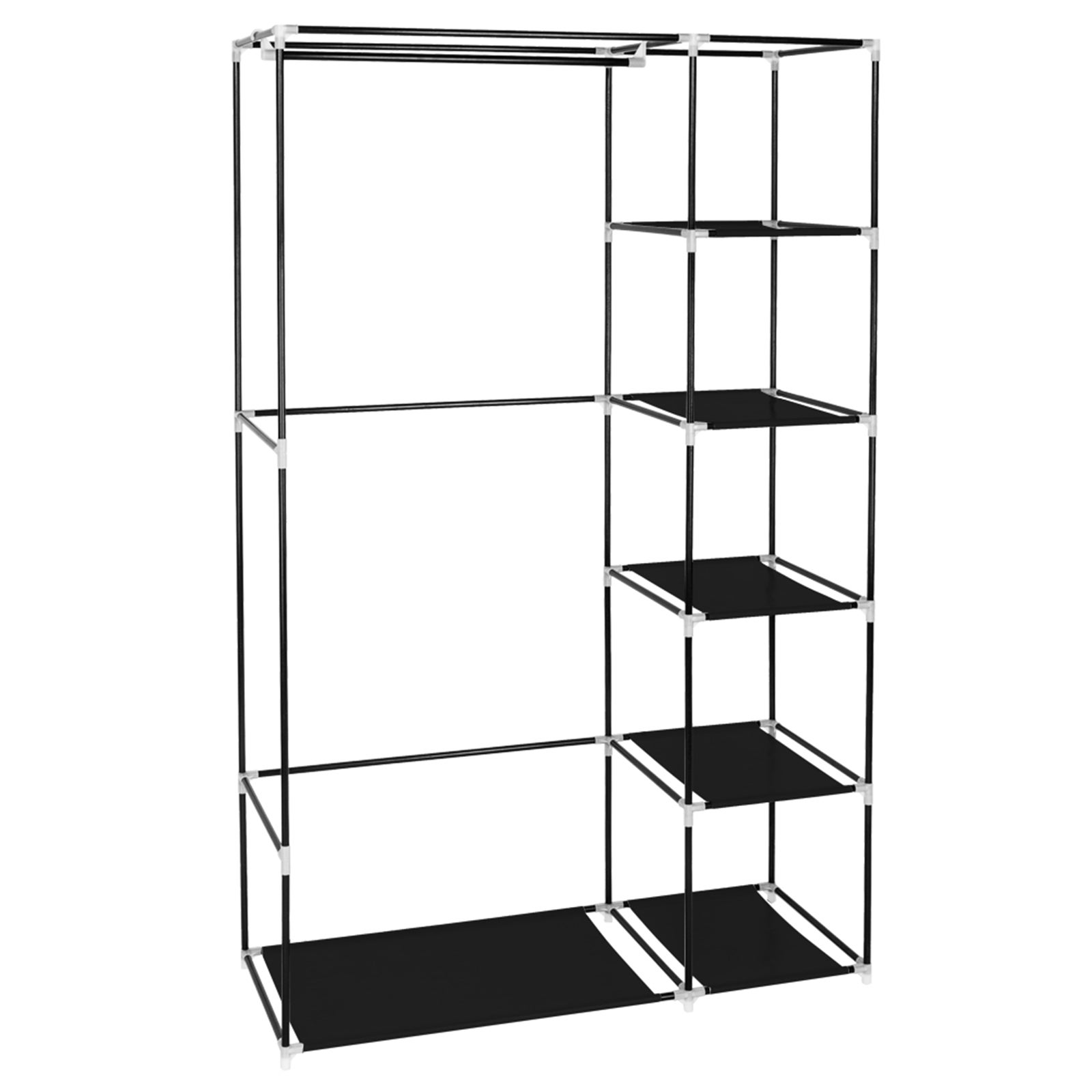 Organisateur de rangement de placard portable de 67 pouces, porte-vêtements avec étagères et tringle de suspension, noir, 106x44x170cm - 4