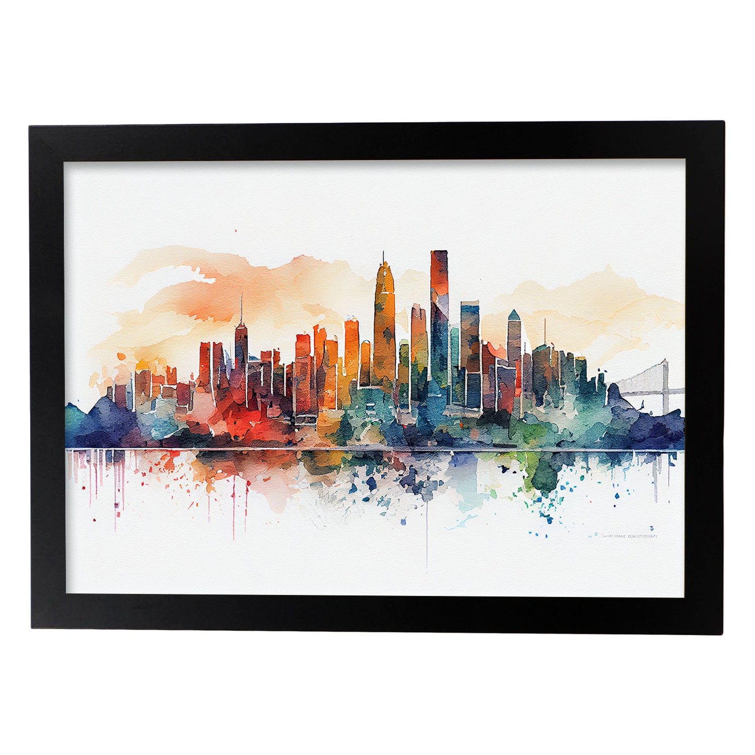 Singapore Poster Acquerello Astratto Orizzonte Della Città E Del Citta E Del Monumento Stampe Per Decorazione Di Interni Di Casa Ufficimodel 4 A4 Senza Cornice 87700615