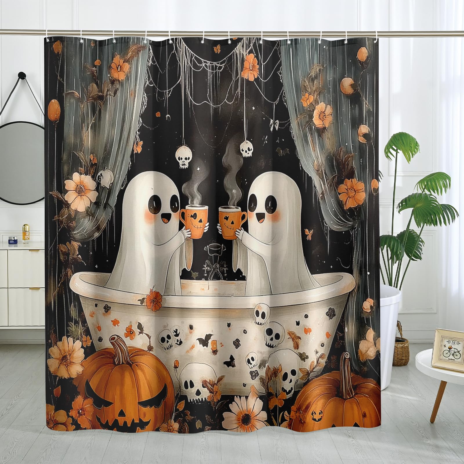 Tenda da doccia con fantasma di Halloween, divertente fantasma