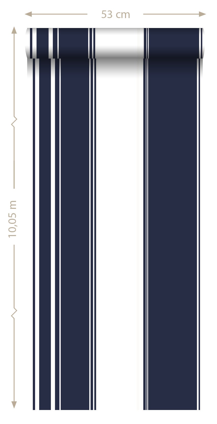 Papier peint à rayures bleu marine - 53 cm x 10.05 m - ESTAhome - 8