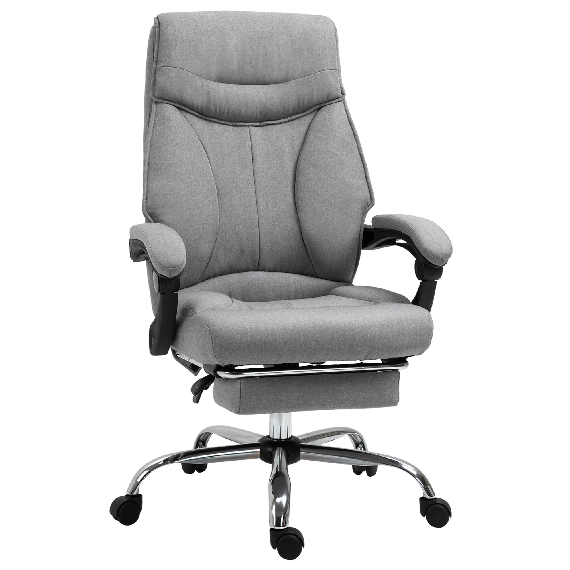 Vinsetto Sedia Ufficio Ergonomica Grigia, Reclinabile Fino A 130°, Altezza Regolabile, Con Ruote E Funzione Dondolo. Schienale Alto, Portata 120kg, Dimensioni 65x72x110-120cm.