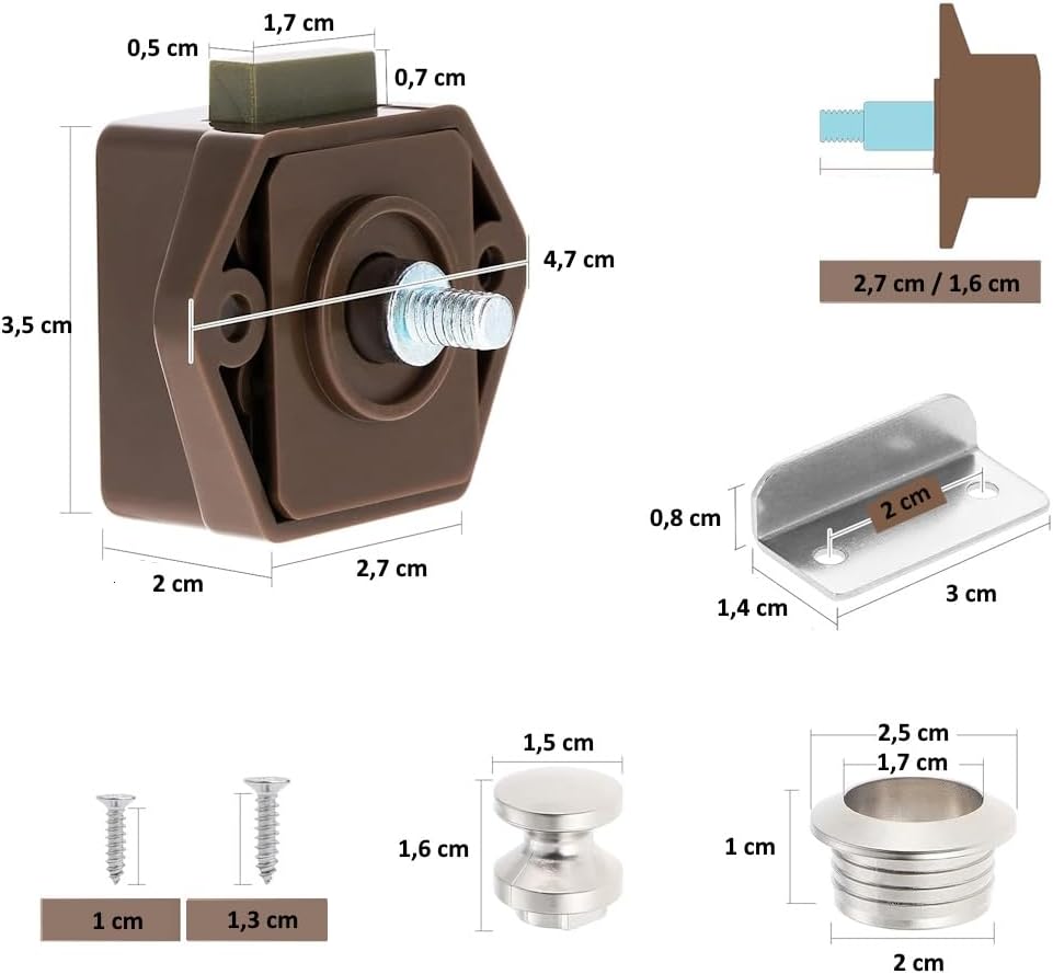 Serratura Completa Per Mobili Camper Push Lock - Cromato Opaco - Foto 9