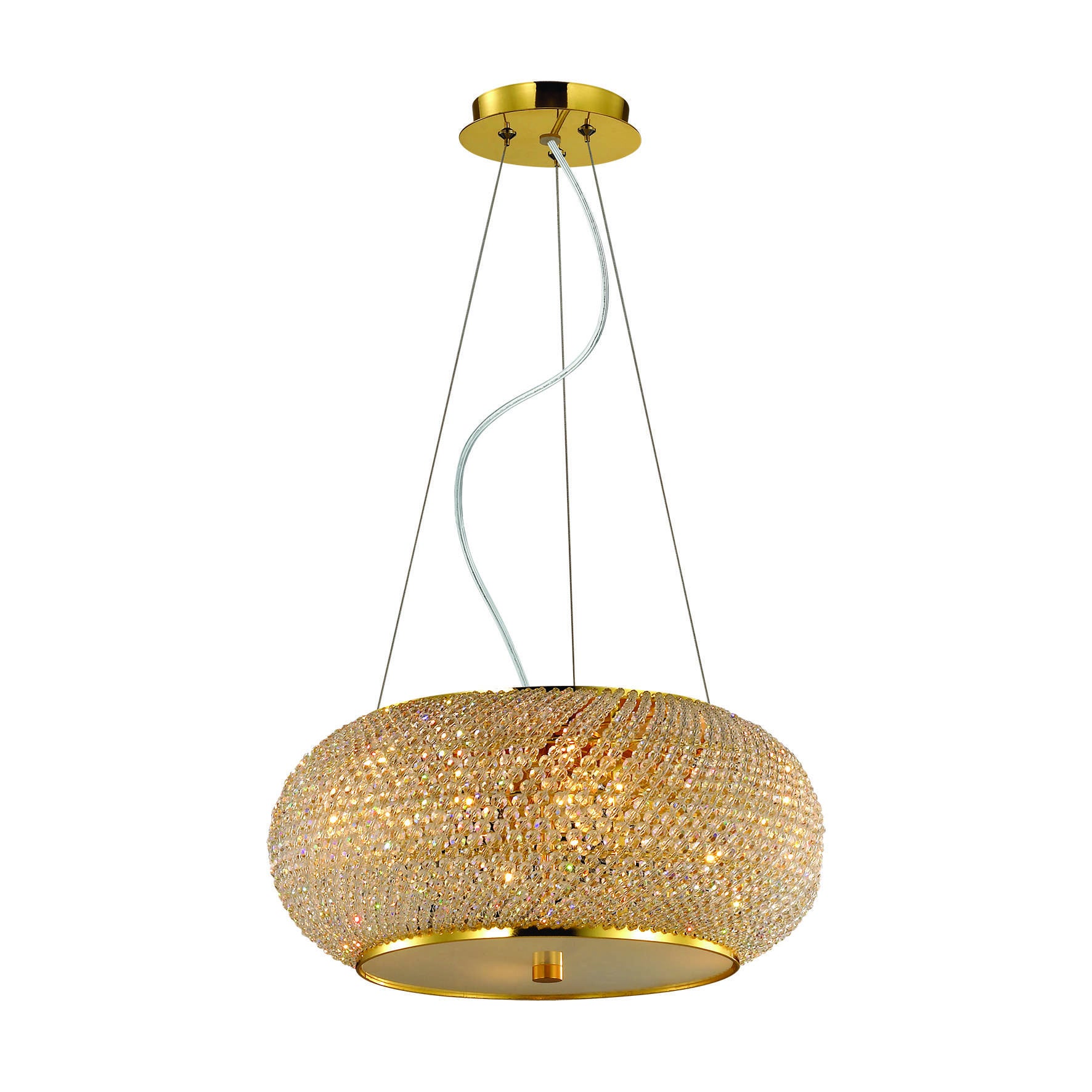 Dmora  Suspension Led Intégré Pasha Verre,Cristal,Métal Or 6 Ampoules 28Cm , Leroy Merlin