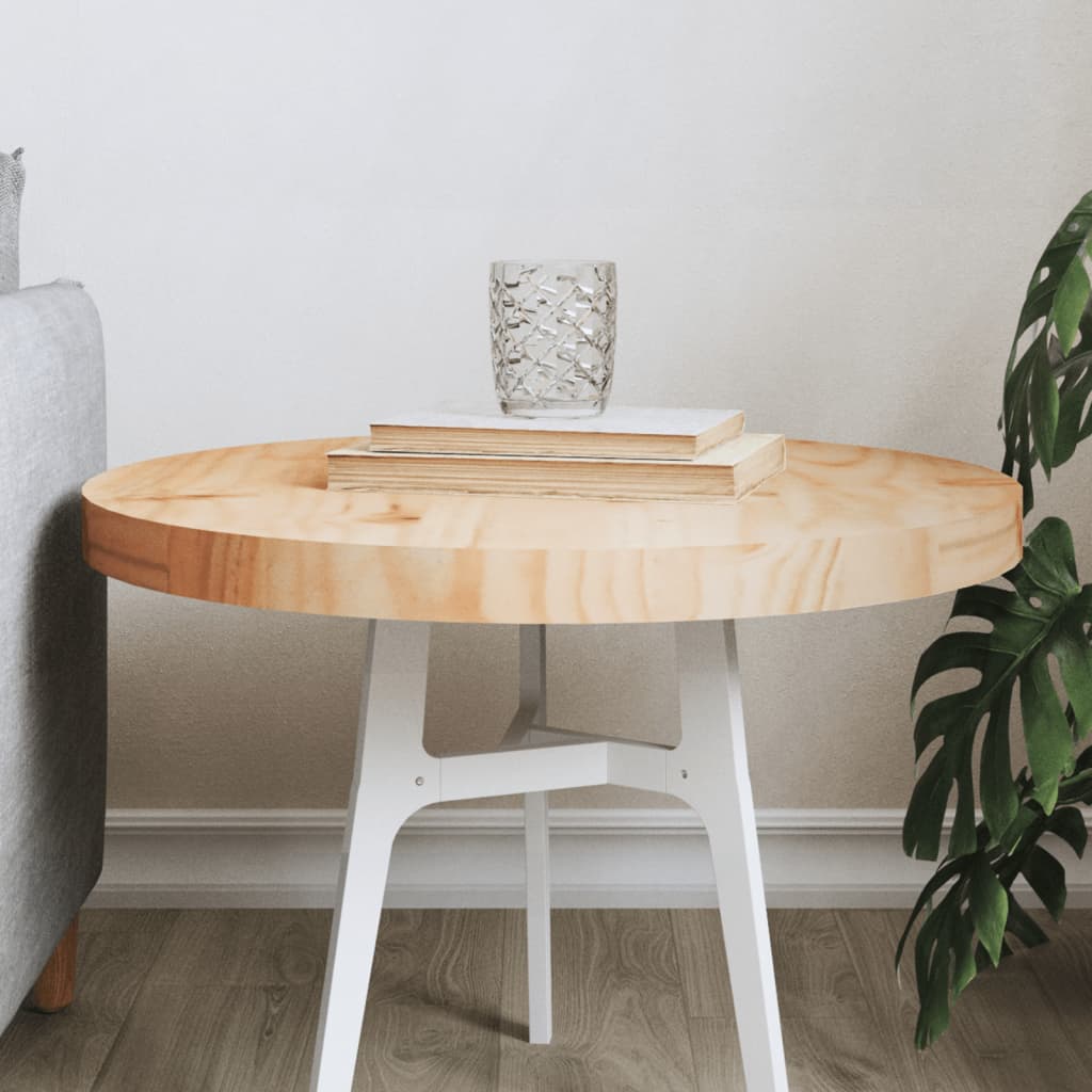Piano Tavolo Rotondo In Rovere Massello | Non Trattato 50x4 Cm | Legno Naturale Da Personalizzare