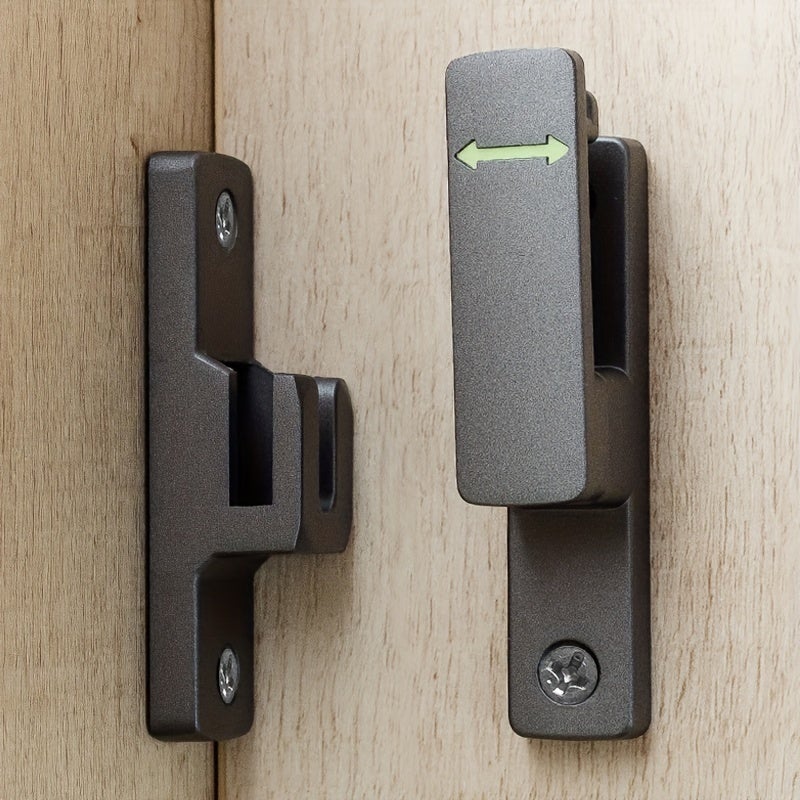 (Nero) Fibbia luminosa per porta con chiavistello, porta della camera d'albergo e del bagno senza fori, antifurto [con colla e viti] - 3