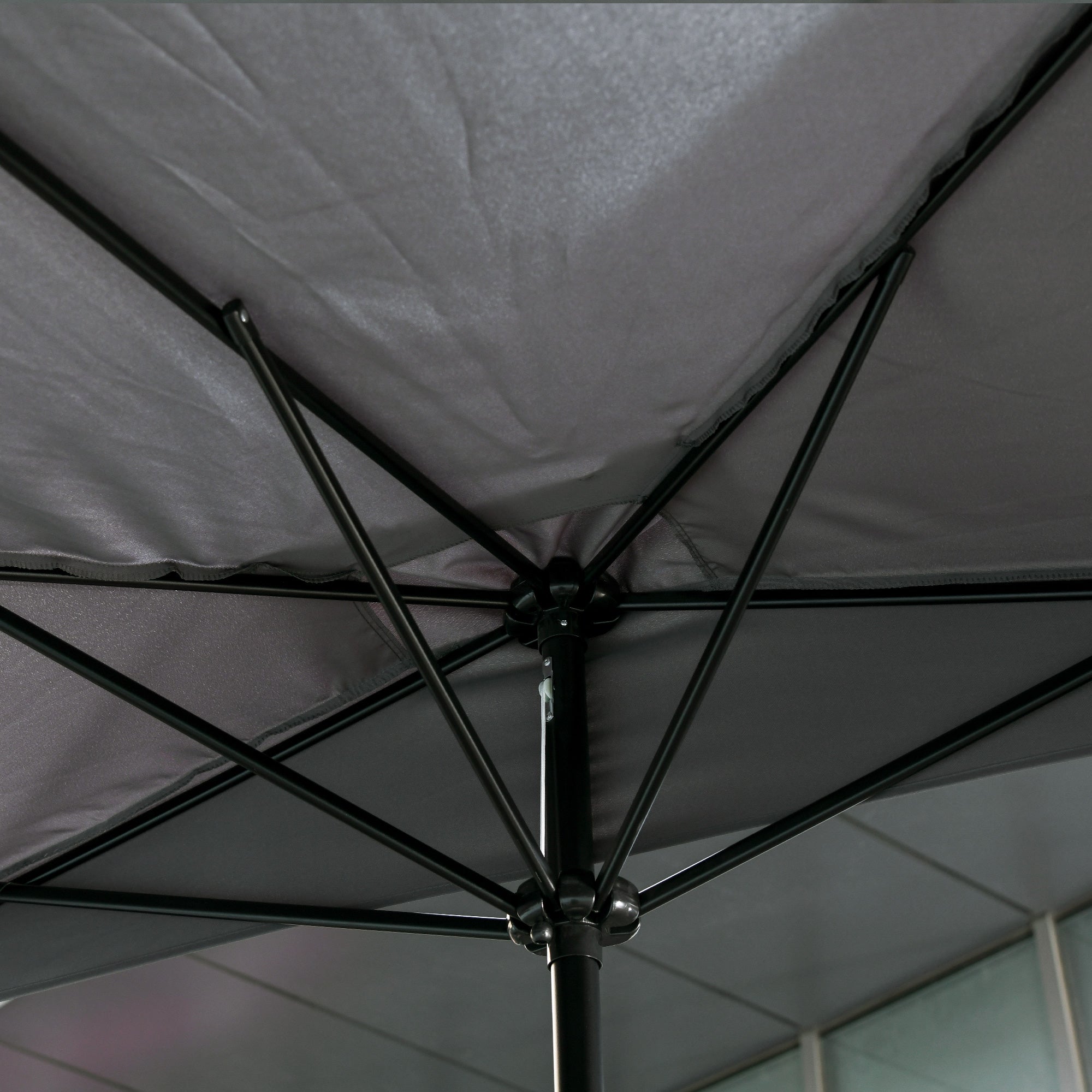 Parasol demi-cercle mural 2,5x2,3 m manivelle, gris - 9