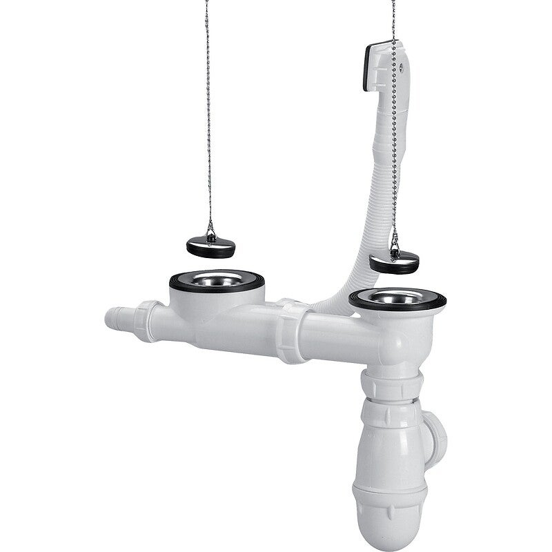 NICOLL Vidage complet Ø70 avec siphon évier inox 2 cuves - 4