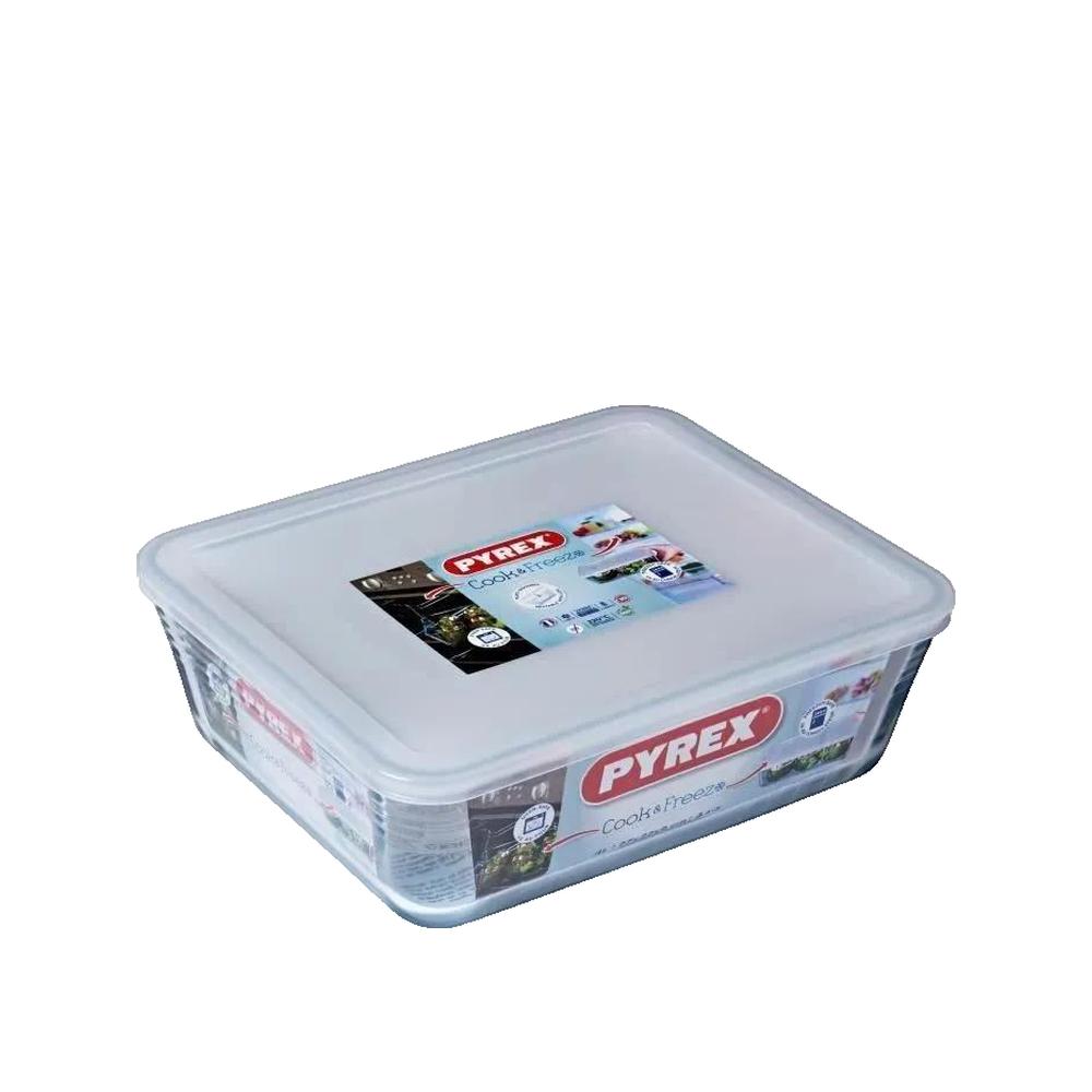 Pyrex Cook & Freeze Fuente De Vidrio Rectangular 4 L (27 X 23 Cm) Con Tapa De Plástico Blanca, Vidrio Borosilicato Resistente -40°c A +300°c - Imagen 5