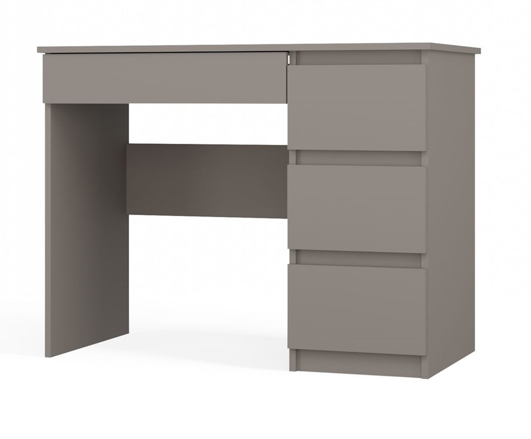 Biurko prawe: 4 szuflady, 51 cm x 98 cm x 76 cm, Biały