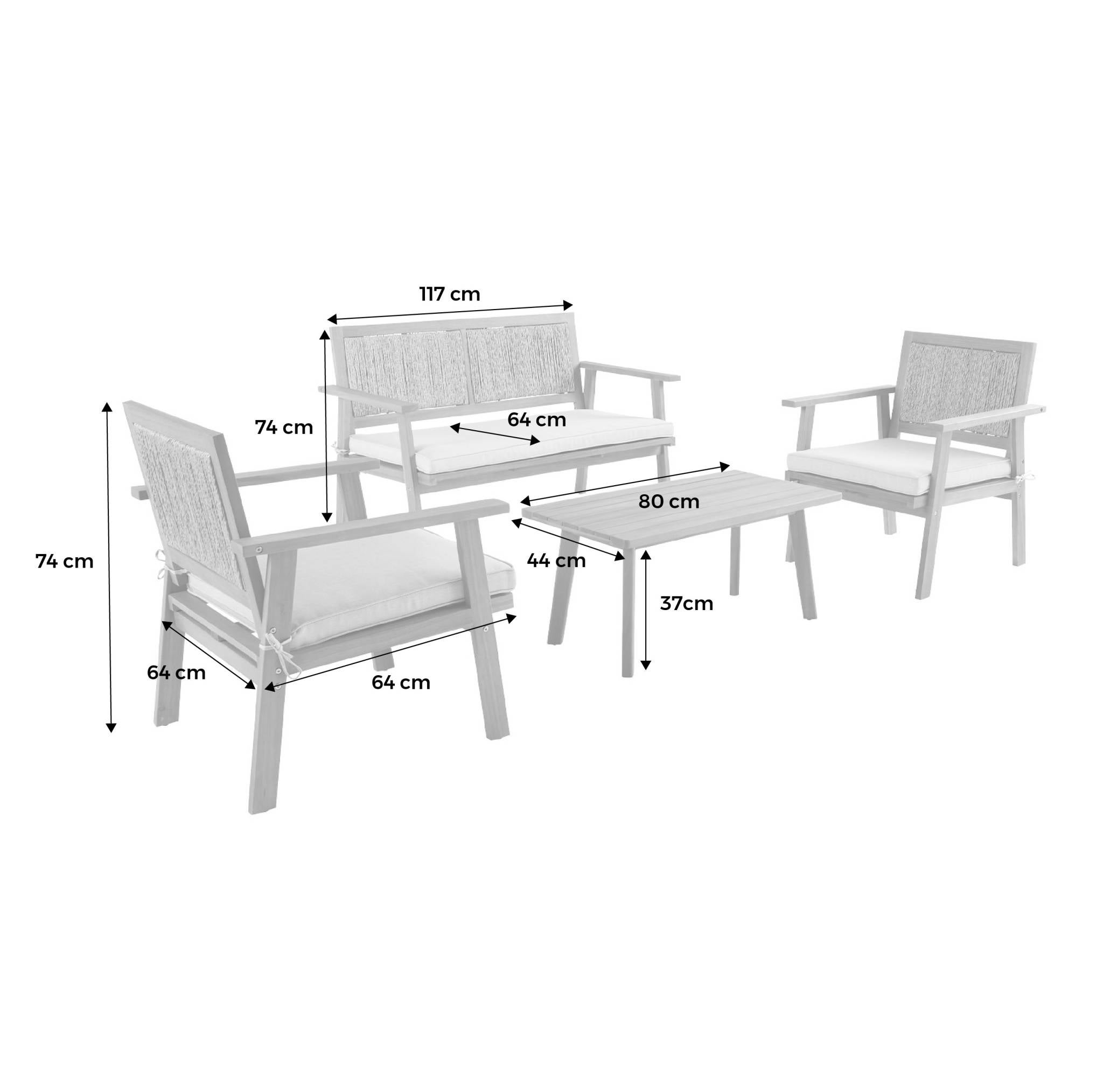 Salon de jardin en Bois Beige 4 personnes - 4