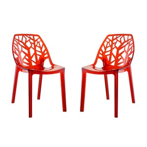 Set di sedie in policarbonato impilabili di design rosse Elettra