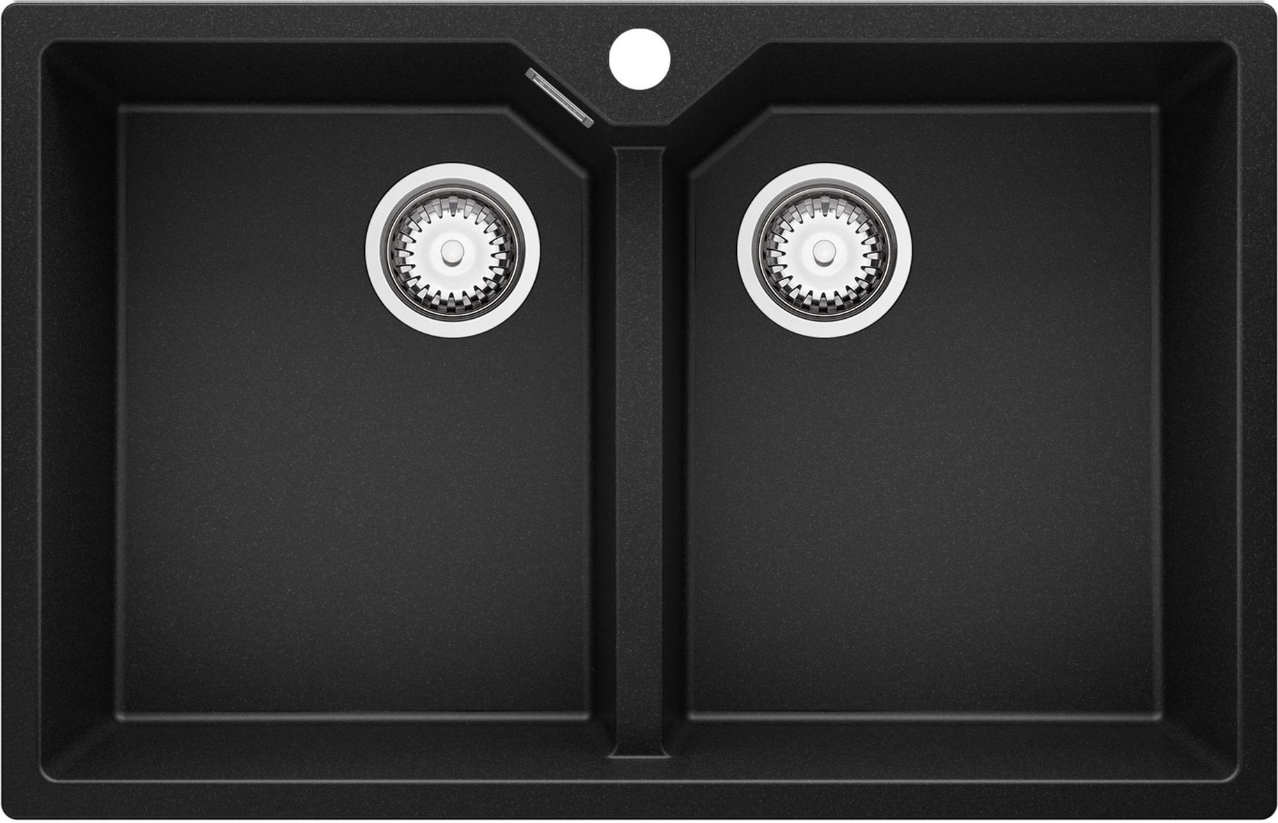 Zlewozmywak Czarny 78x50cm, Zlew Kuchenny 2 Komorowy + Syfon, Nablatowy do szafki od 80cm - Madryt Twin PRIMAGRAN