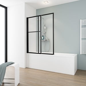 Schulte pare-baignoire, 70 - 118x140 cm, paroi de baignoire extensible, écran de baignoire coulissant, verre 3 mm, transparent, noir