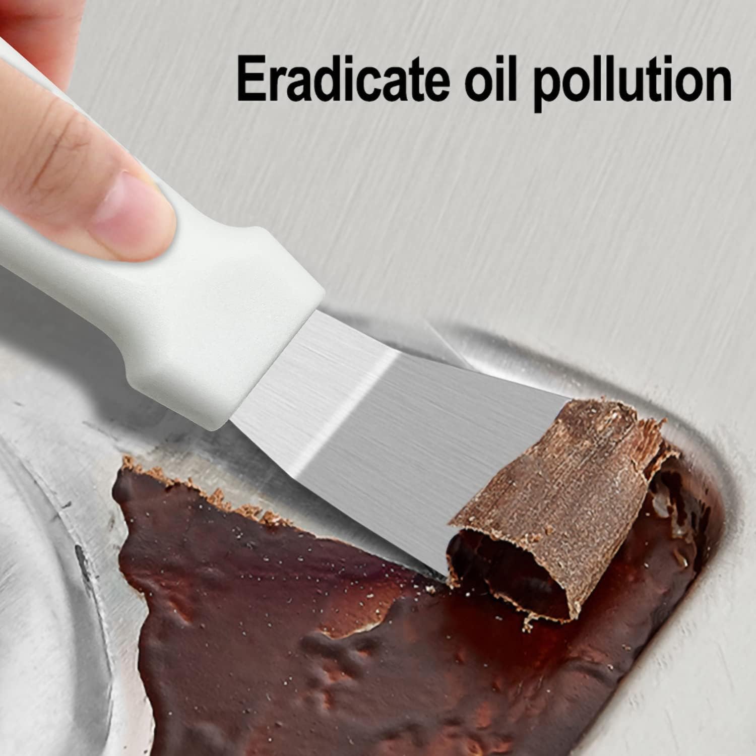 Zestaw 2 skrobaków do czyszczenia piekarników, kuchenek, płyt indukcyjnych, stal nierdzewna z uchwytem z tworzywa sztucznego, wersja prosta + wer - 2