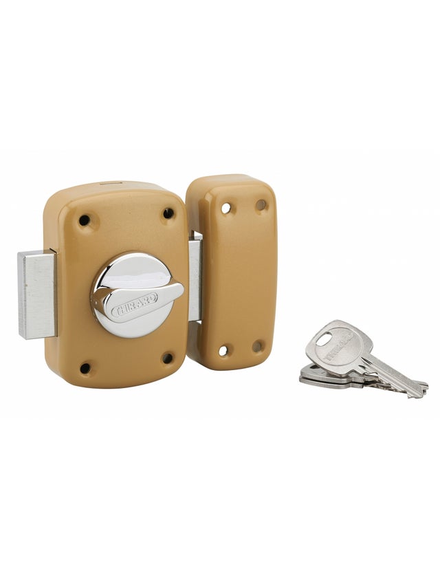 THIRARD - Verrou à bouton Corvette pour porte d'entrée, cylindre 35mm, acier, 3 clés, époxy bronze - THIRARD