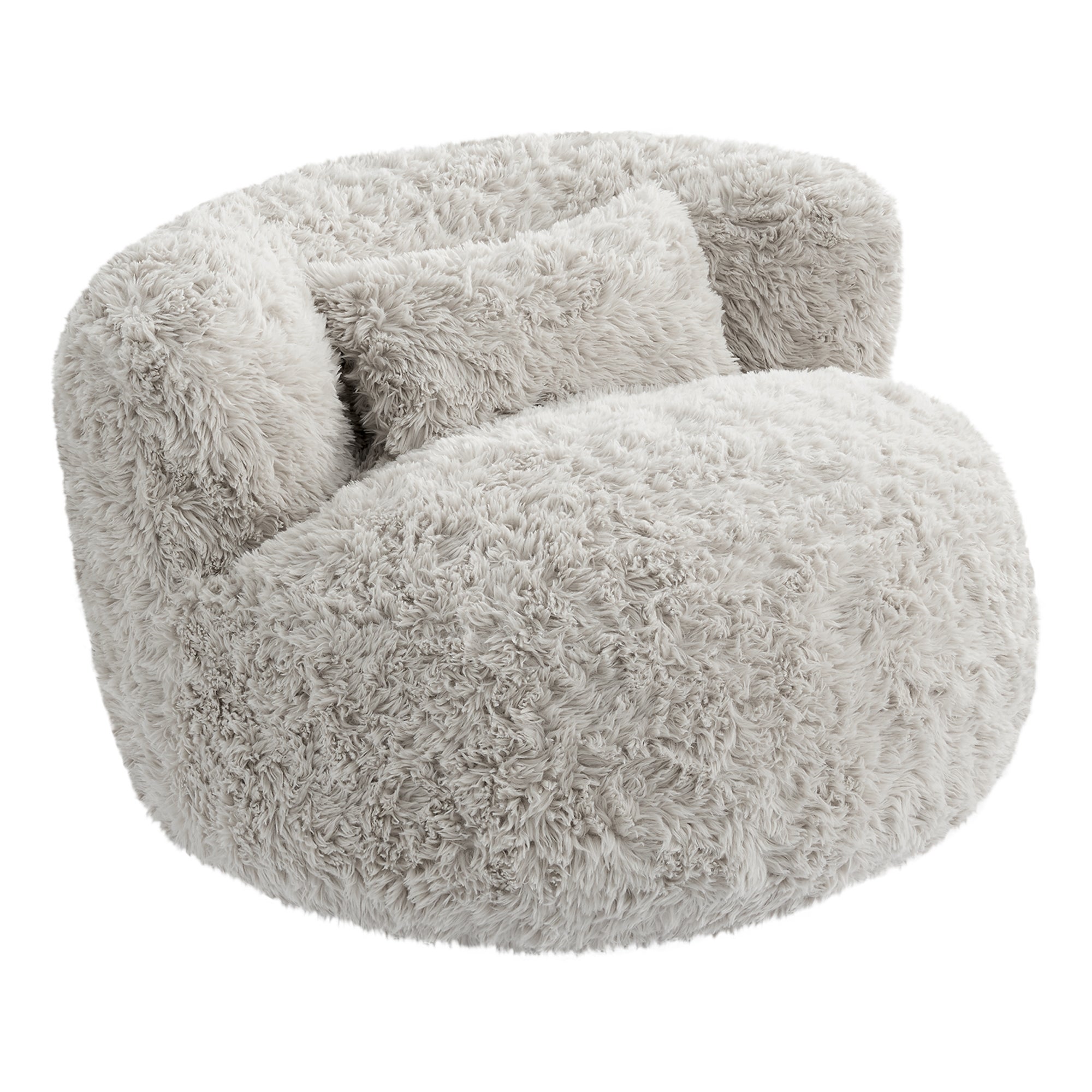 Fauteuil pouf 1 place, pouf compressé, Avec oreiller, mousse haute densité, gris clair - 2