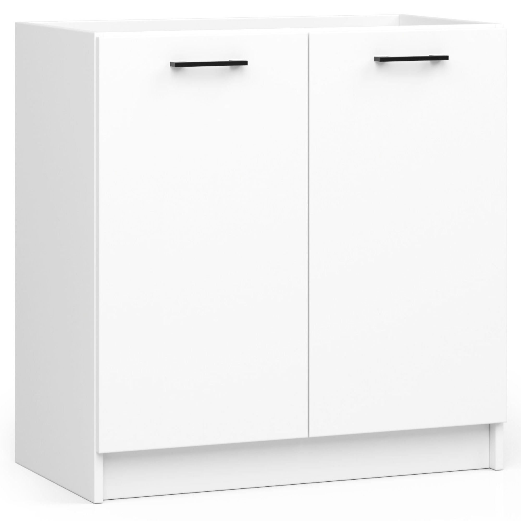 Armario de cocina para fregadero akord s80 oliwia blanco 80 cm 2 puertas frente en color blanco 1 estante 80x46x82 cm