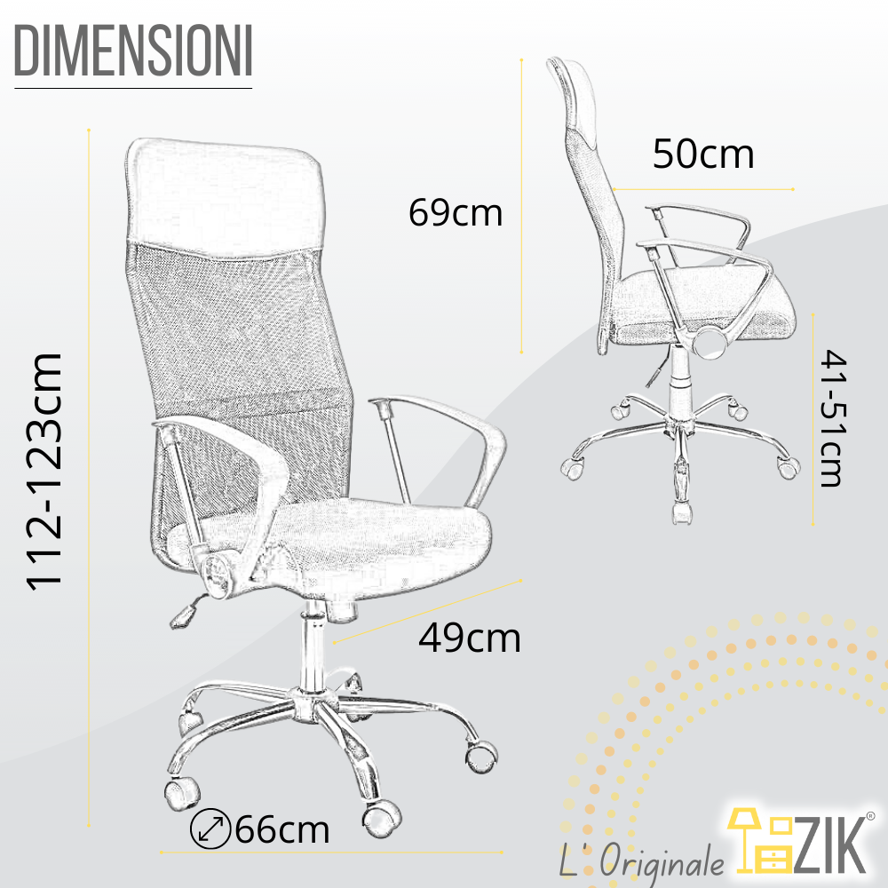 Sedia da Ufficio Girevole Ergonomica con Braccioli, Direzionale, Nero - ZIK - 2