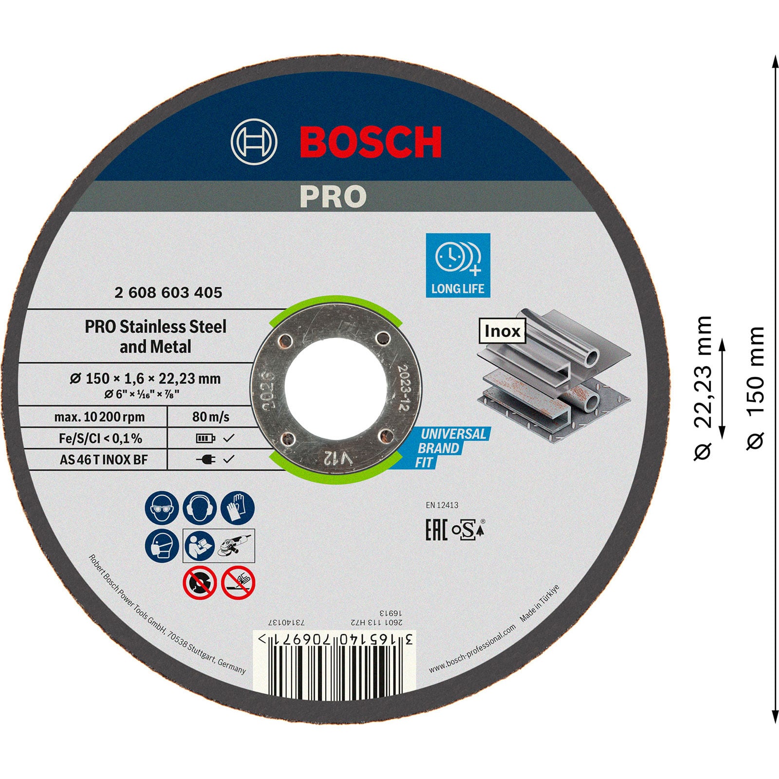 Bosch PRO Tarcza tnąca ze stali nierdzewnej i metalu 150 x 1,6 x 22,23 mm - 2608603405 - 4