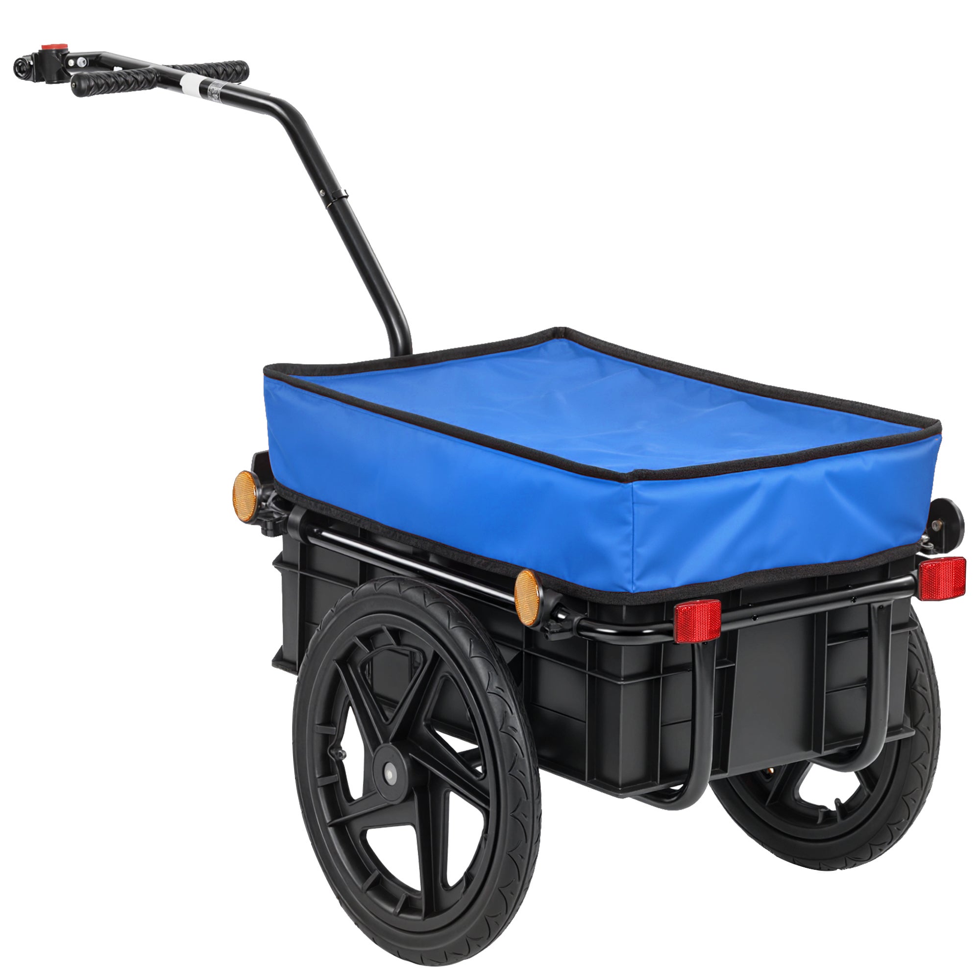 Remolque bicicleta carga 40kg carrito mano cubierta oxford impermeable 144x59x80cm azul