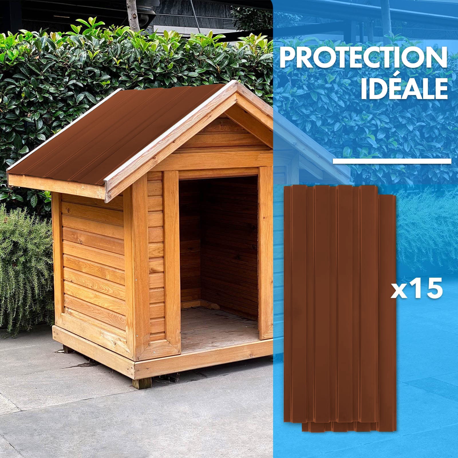 Lot de 15 tôles Couverture métallique Tôle avec vis Épaisseur : 0.25 mm, 115 x 45 cm, Marron - 2