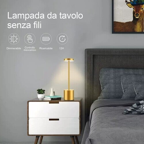 Liliful Set Di 4 Lampade Da Tavolo LED A Fungo Cordless - Ricaricabili, Portatili, 3 Colori E Dimmerabili - Colore Oro
