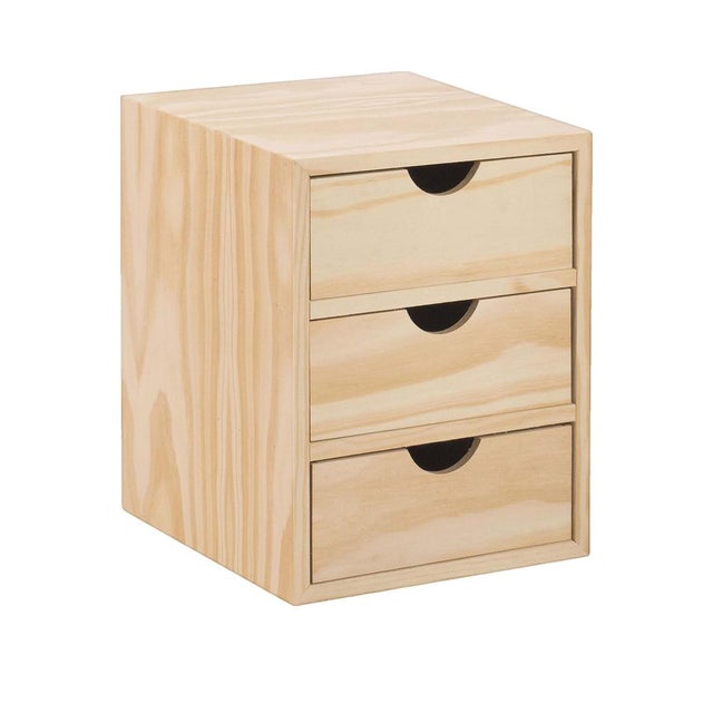 Commode portable en bois à 3 tiroirs cm 21x20 28h