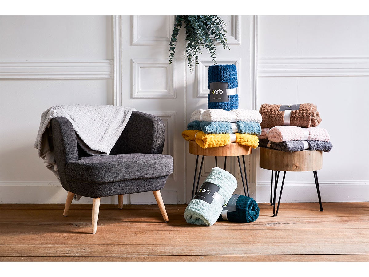 Plaid Chevron 130 x 170 cm Gris clair - Amadeus - 2