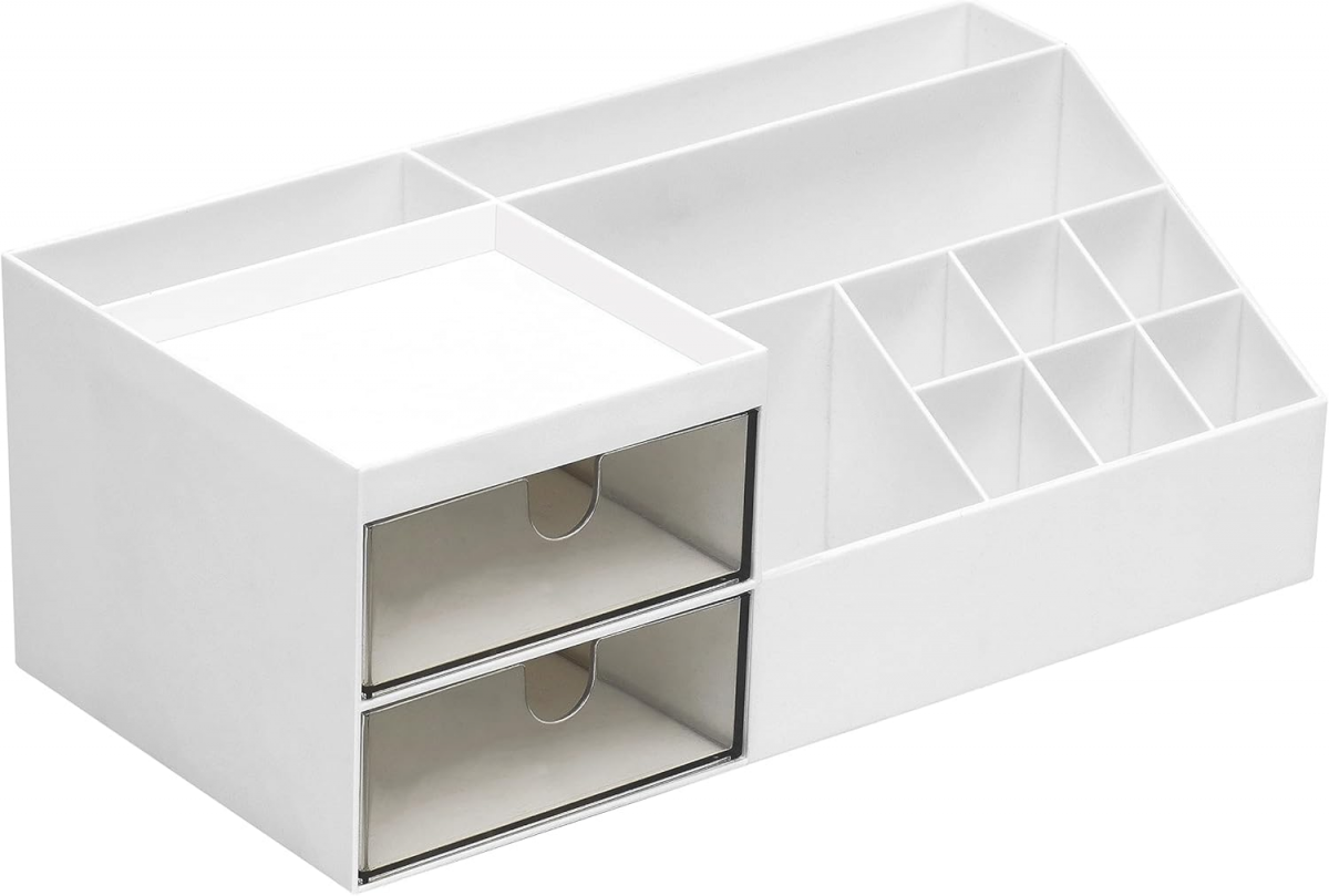 Organizator de machiaj alb - Recipient multifuncțional pentru depozitarea produselor cosmetice și a rechizitelor de birou pentru mobilier